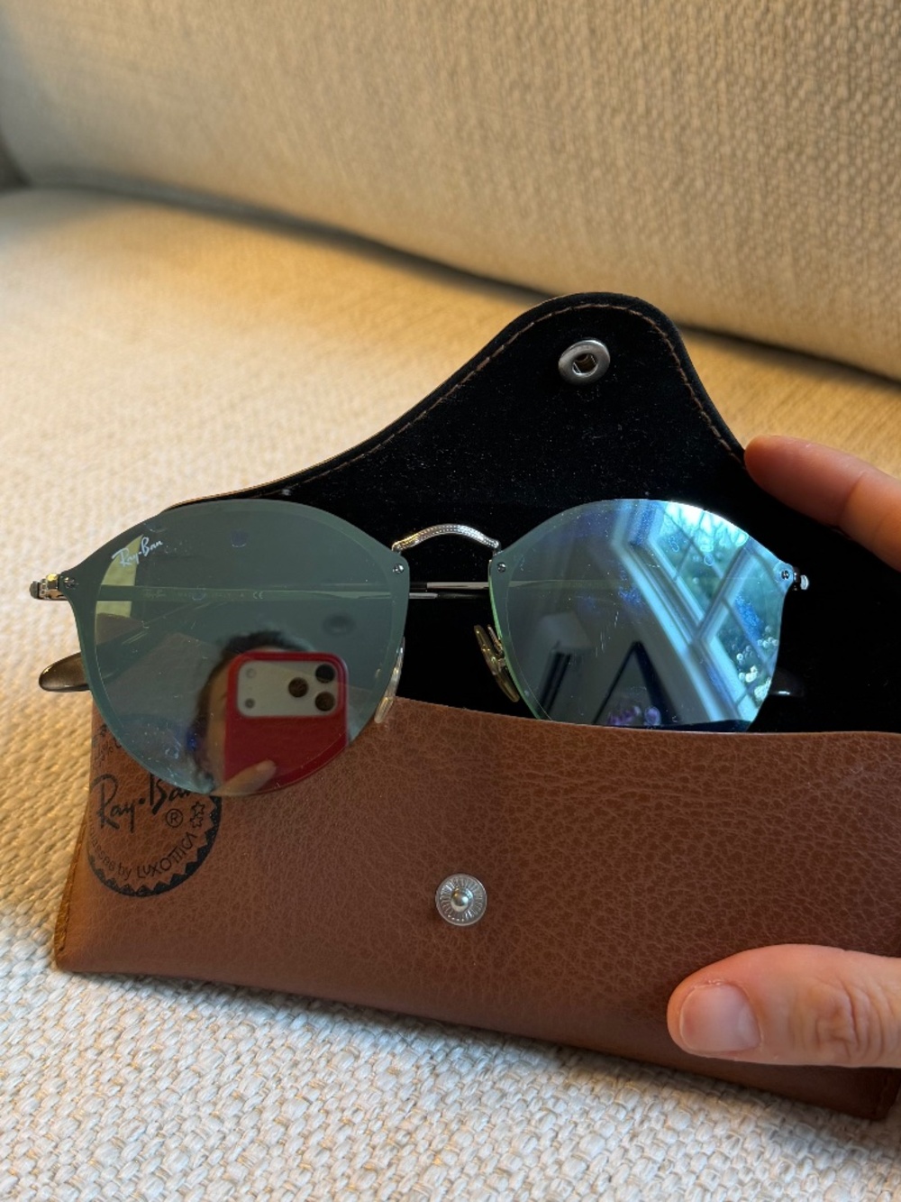 Ray-Ban "Rimless" Blaze Round Sunglasses, Mirror Lenses